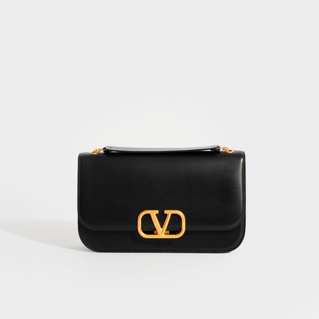 Garavani V Sling Leather Chain Shoulder Bag in Black