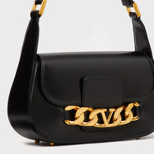 Load image into Gallery viewer, VALENTINO Medium V-Logo Chain Leather Shoulder Bag in Black