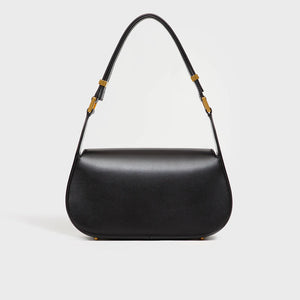 VALENTINO Medium V-Logo Chain Leather Shoulder Bag in Black