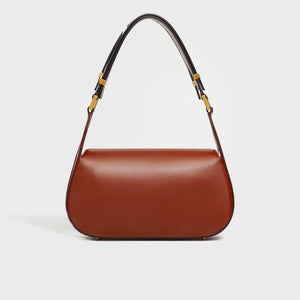 VALENTINO Medium V-Logo Chain Leather Shoulder Bag in Brown