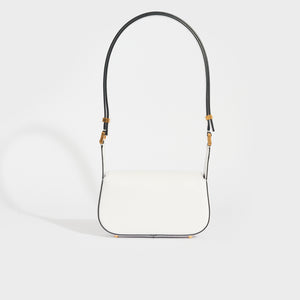 VALENTINO Small V-Logo Chain Leather Shoulder Bag in White